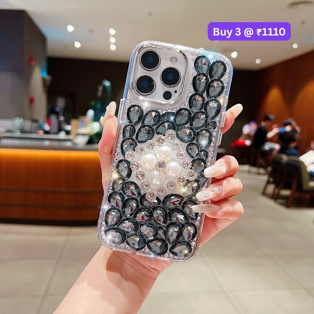 Bling Rhinestone Pearl Holder Transparent TPU (Soft) Phone Case | Mobile Cover - Samsung S23 Ultra