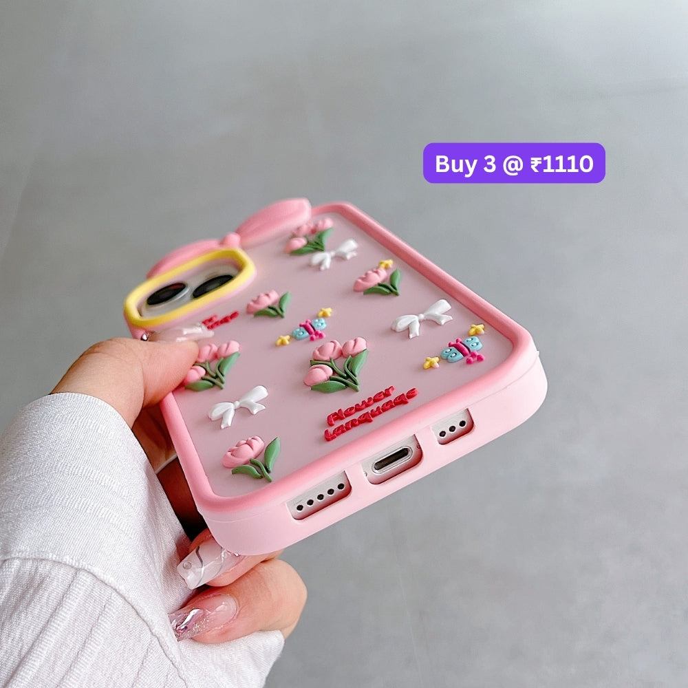 Bow Tulip Flower Silicone Soft Phone Case | Mobile Cover - iPhone 13 Pro Max