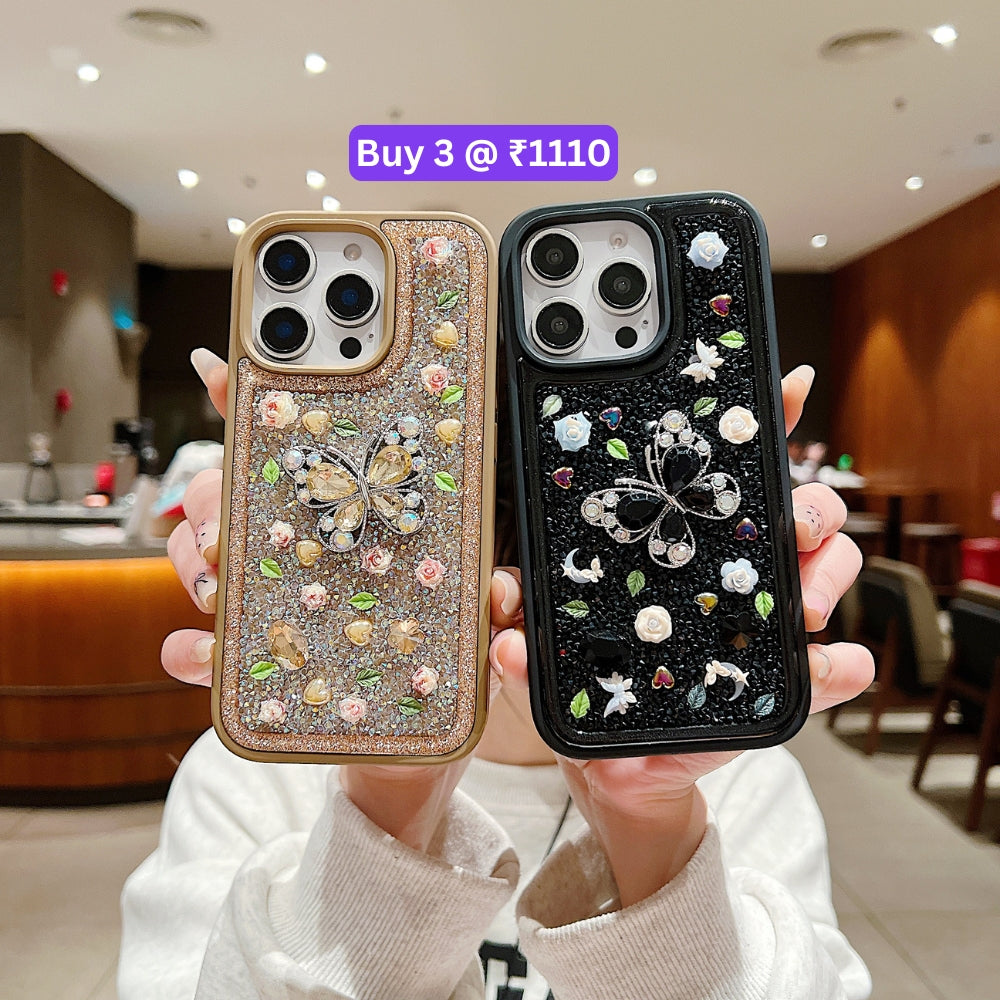 Butterfly Charm Diamond PC (Hard) Phone Case - iPhone 15 Pro Max