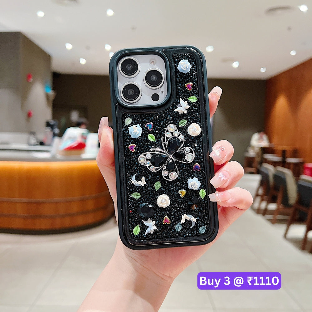 Butterfly Charm Diamond PC (Hard) Phone Case - iPhone 15 Pro Max