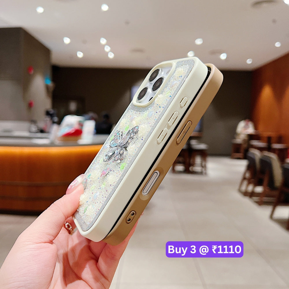 Butterfly Charm Diamond PC (Hard) Phone Case - iPhone 16 Plus