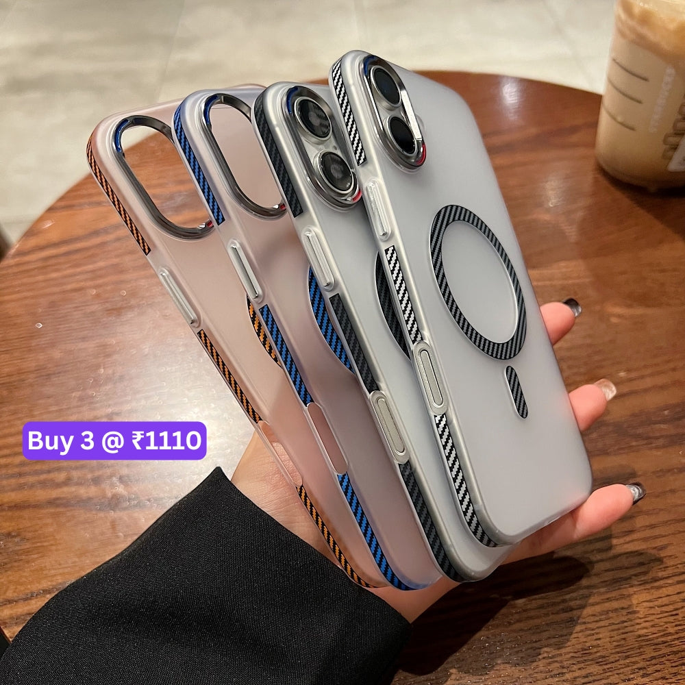 Carbon Fiber Pattern Built-in Magnetic Shockproof Phone Case - iPhone 14