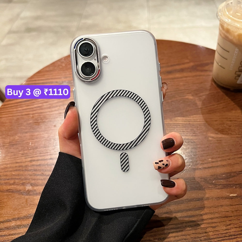 Carbon Fiber Pattern Built-in Magnetic Shockproof Phone Case - iPhone 16