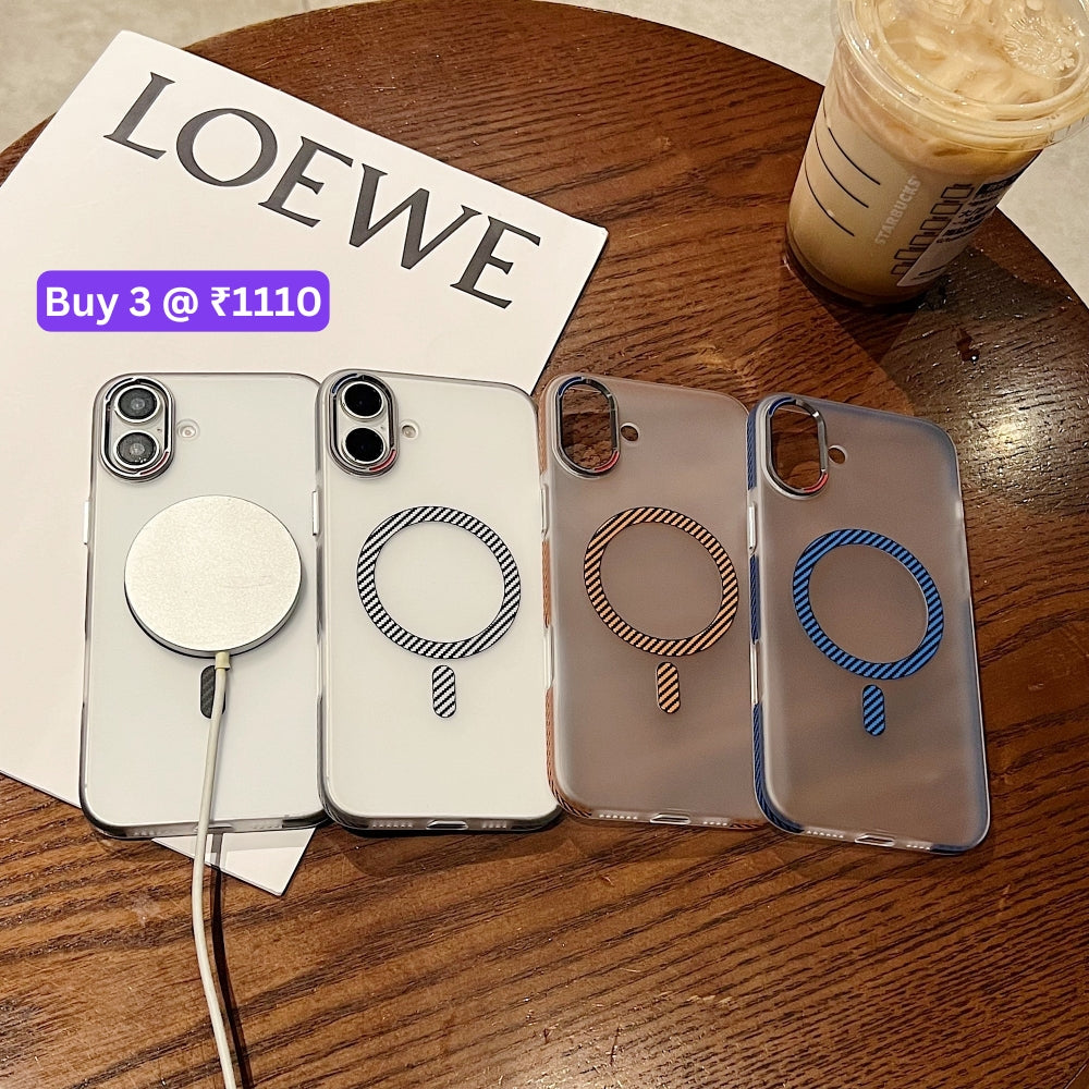 Carbon Fiber Pattern Built-in Magnetic Shockproof Phone Case - iPhone 16