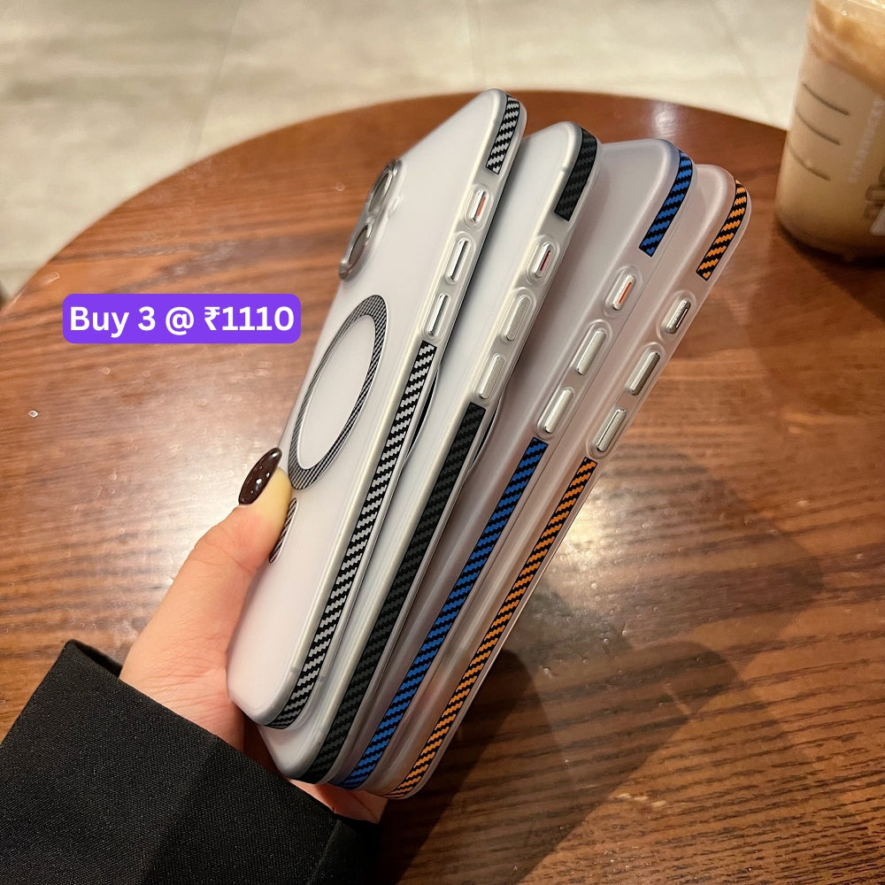 Carbon Fiber Pattern Built-in Magnetic Shockproof Phone Case - iPhone 16