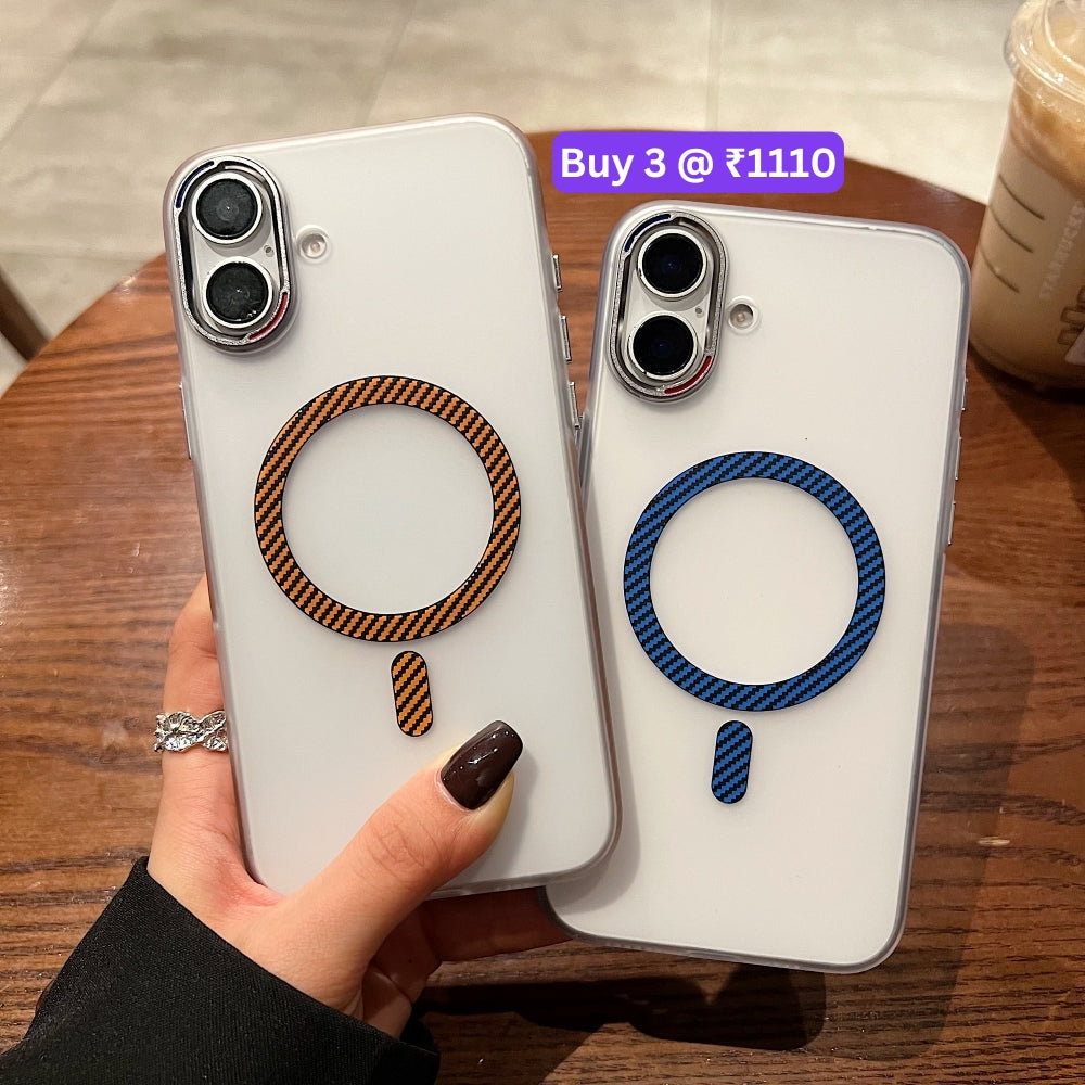 Carbon Fiber Pattern Built-in Magnetic Shockproof Phone Case - iPhone 16