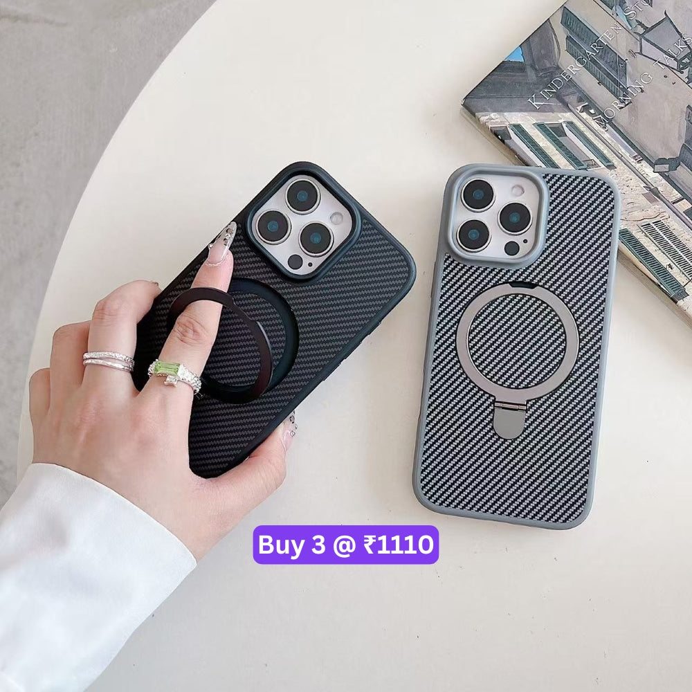 Carbon Fiber Ring Stand Magsafe Phone Case - iPhone 14 Pro