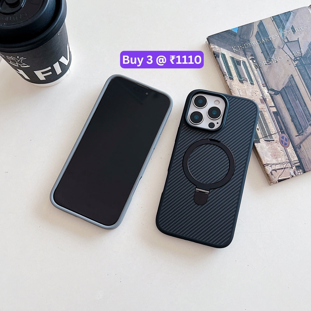 Carbon Fiber Ring Stand Magsafe Phone Case - iPhone 14 Pro