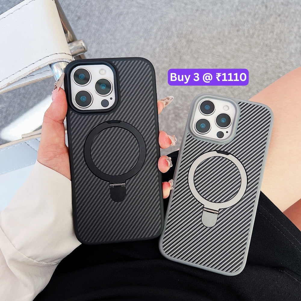 Carbon Fiber Ring Stand Magsafe Phone Case - iPhone 14 Pro
