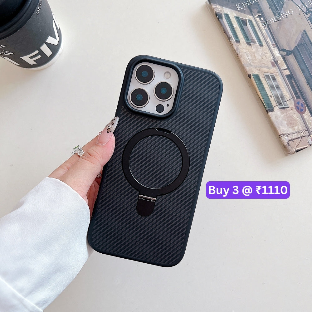 Carbon Fiber Ring Stand Magsafe Phone Case - iPhone 14 Pro