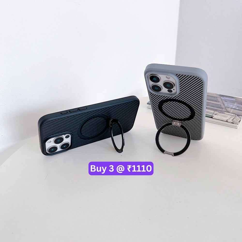 Carbon Fiber Ring Stand Magsafe Phone Case - iPhone 14 Pro