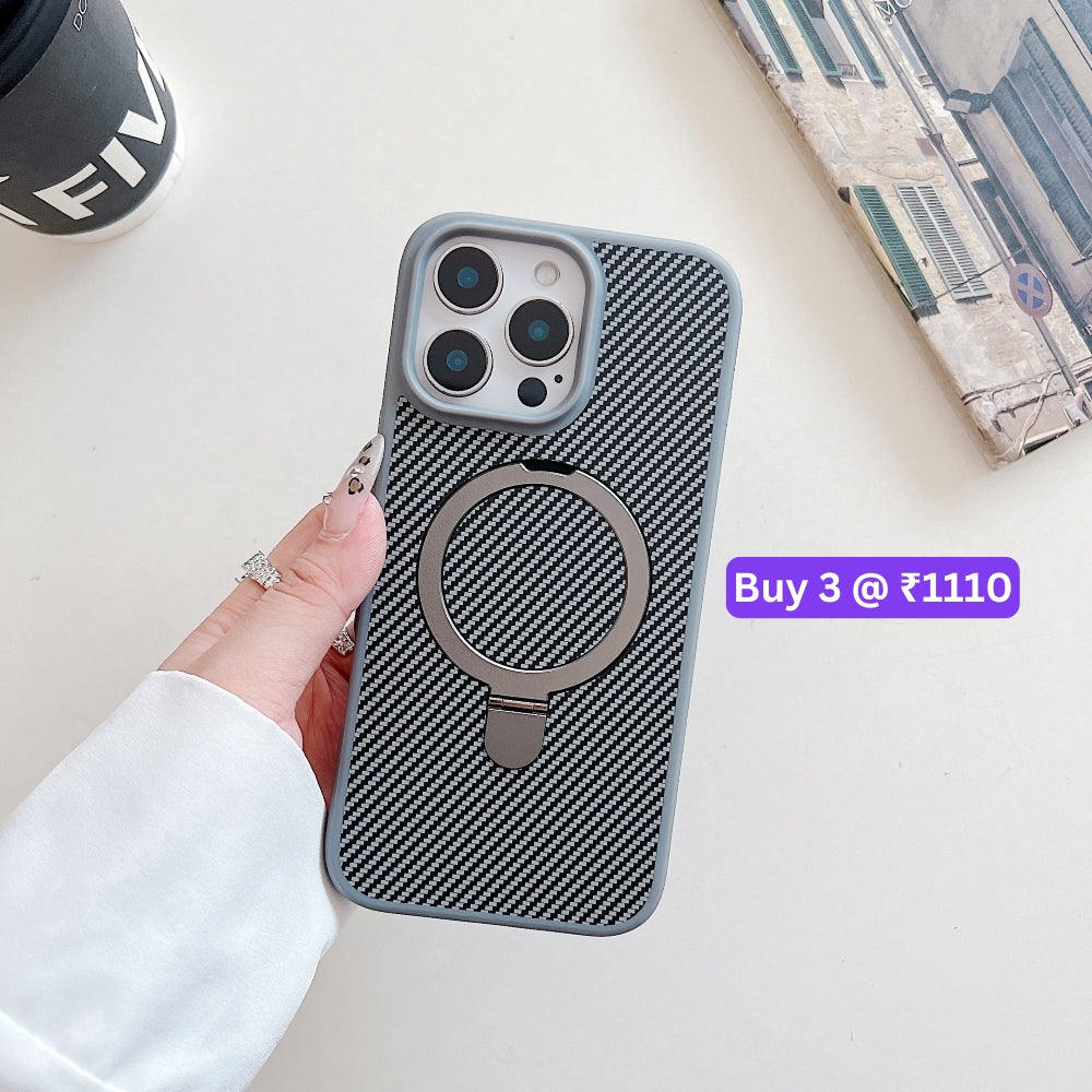 Carbon Fiber Ring Stand Magsafe Phone Case - iPhone 14 Pro