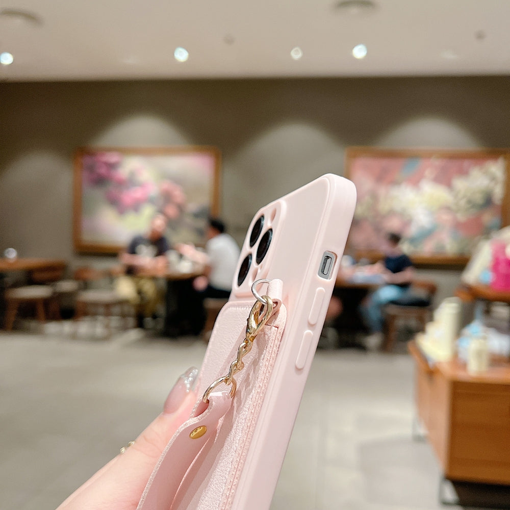 Card Wallet Lanyard Strap PU Leather Camera Protection Phone Case - Vivo V27