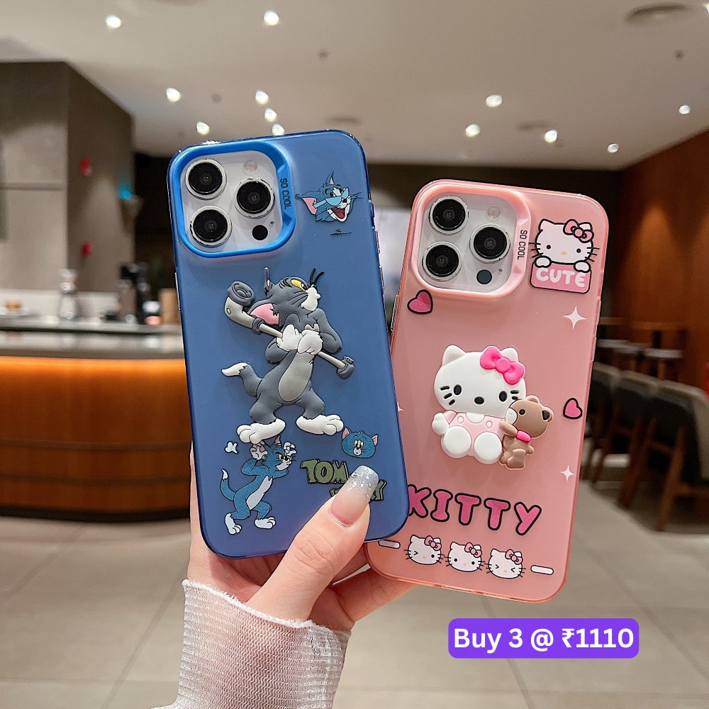 Colorful Printed and 3D Embossed Cartoon Phone Case - Vivo Y200