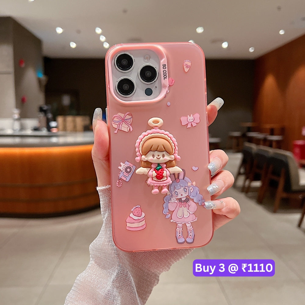 Colorful Printed and 3D Embossed Cartoon Phone Case - Vivo Y200