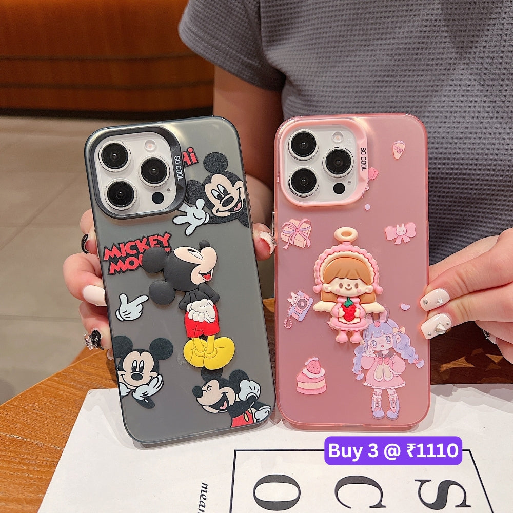 Colorful Printed and 3D Embossed Cartoon Phone Case - Vivo Y200