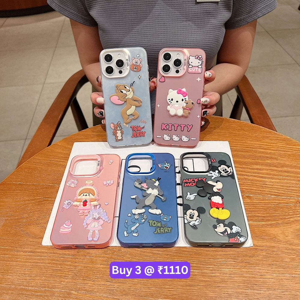 Colorful Printed and 3D Embossed Cartoon Phone Case - Vivo Y200