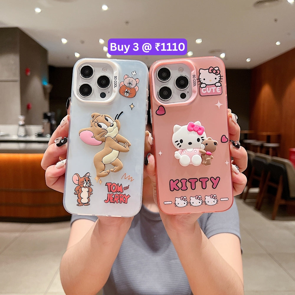 Colorful Printed and 3D Embossed Cartoon Phone Case - Vivo Y200