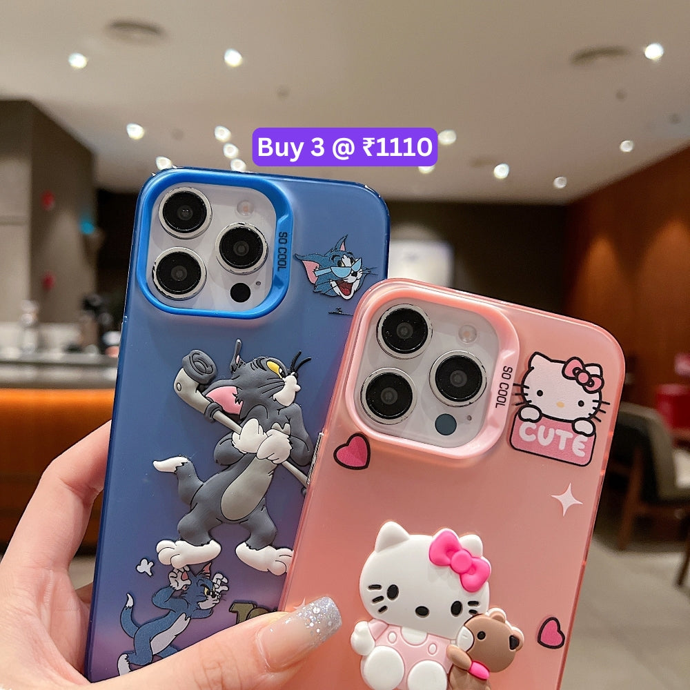 Colorful Printed and 3D Embossed Cartoon Phone Case - Vivo Y200