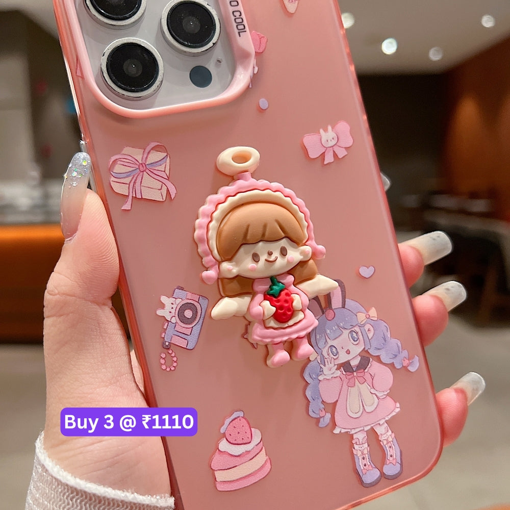 Colorful Printed and 3D Embossed Cartoon Phone Case - Vivo Y200