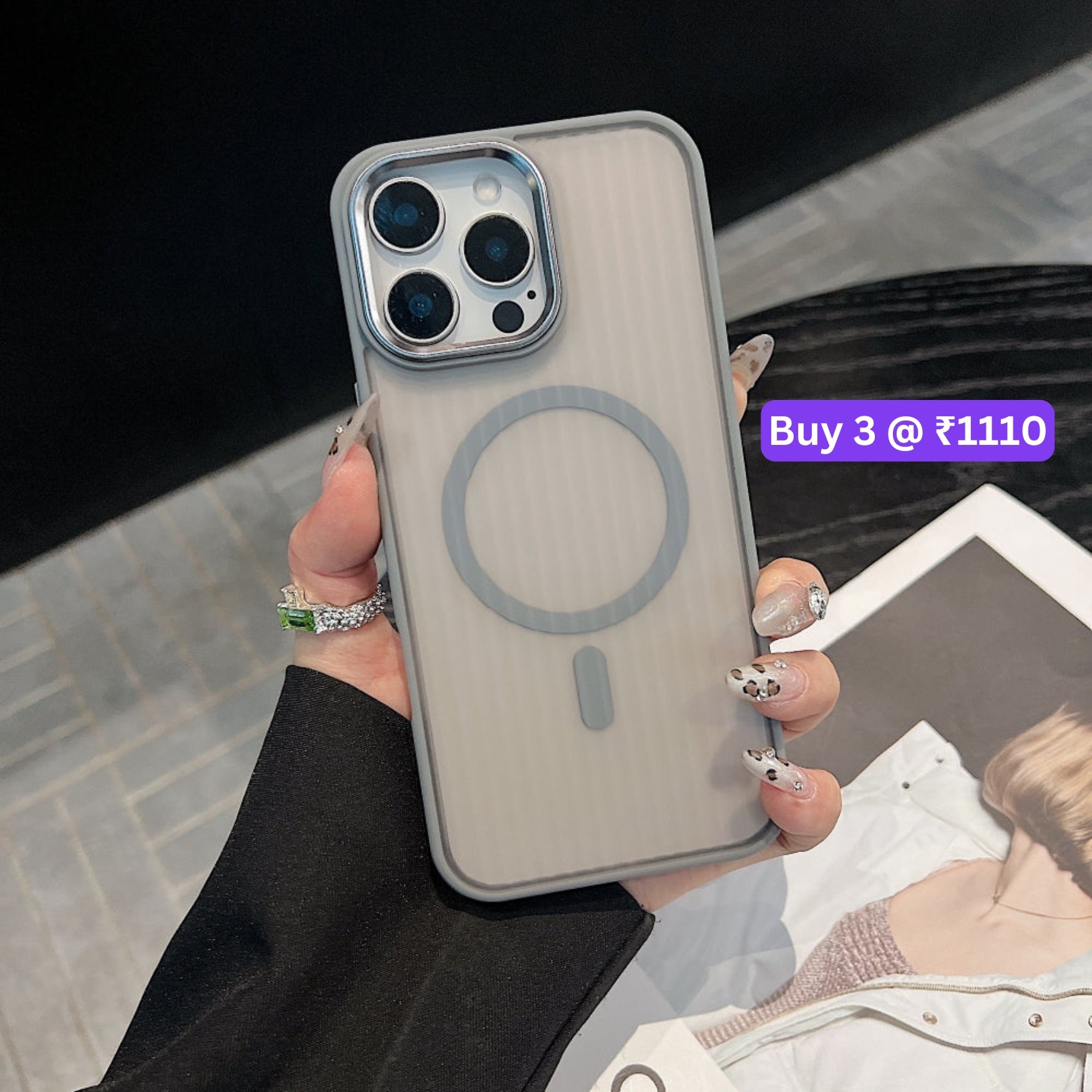 Corrugated Pattern Magnetic Wireless Charge Phone Case - iPhone 14 Pro