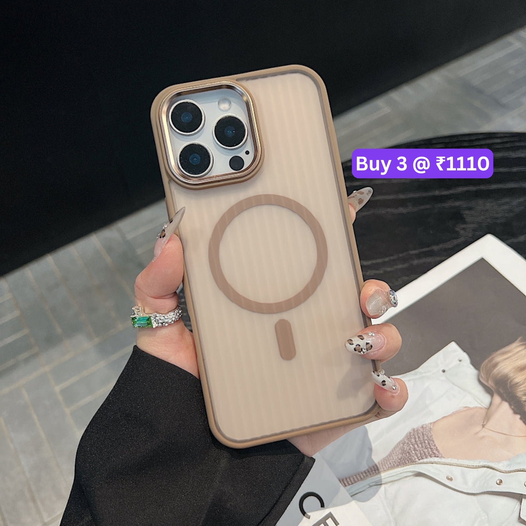 Corrugated Pattern Magnetic Wireless Charge Phone Case - iPhone 14 Pro