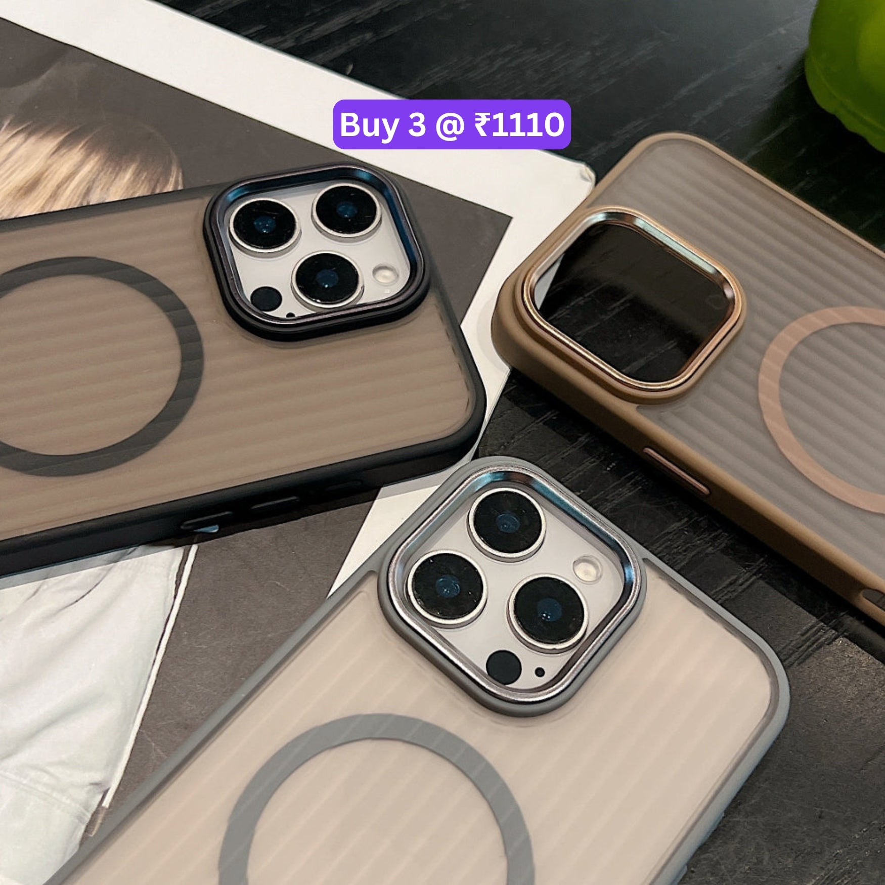 Corrugated Pattern Magnetic Wireless Charge Phone Case - iPhone 14 Pro