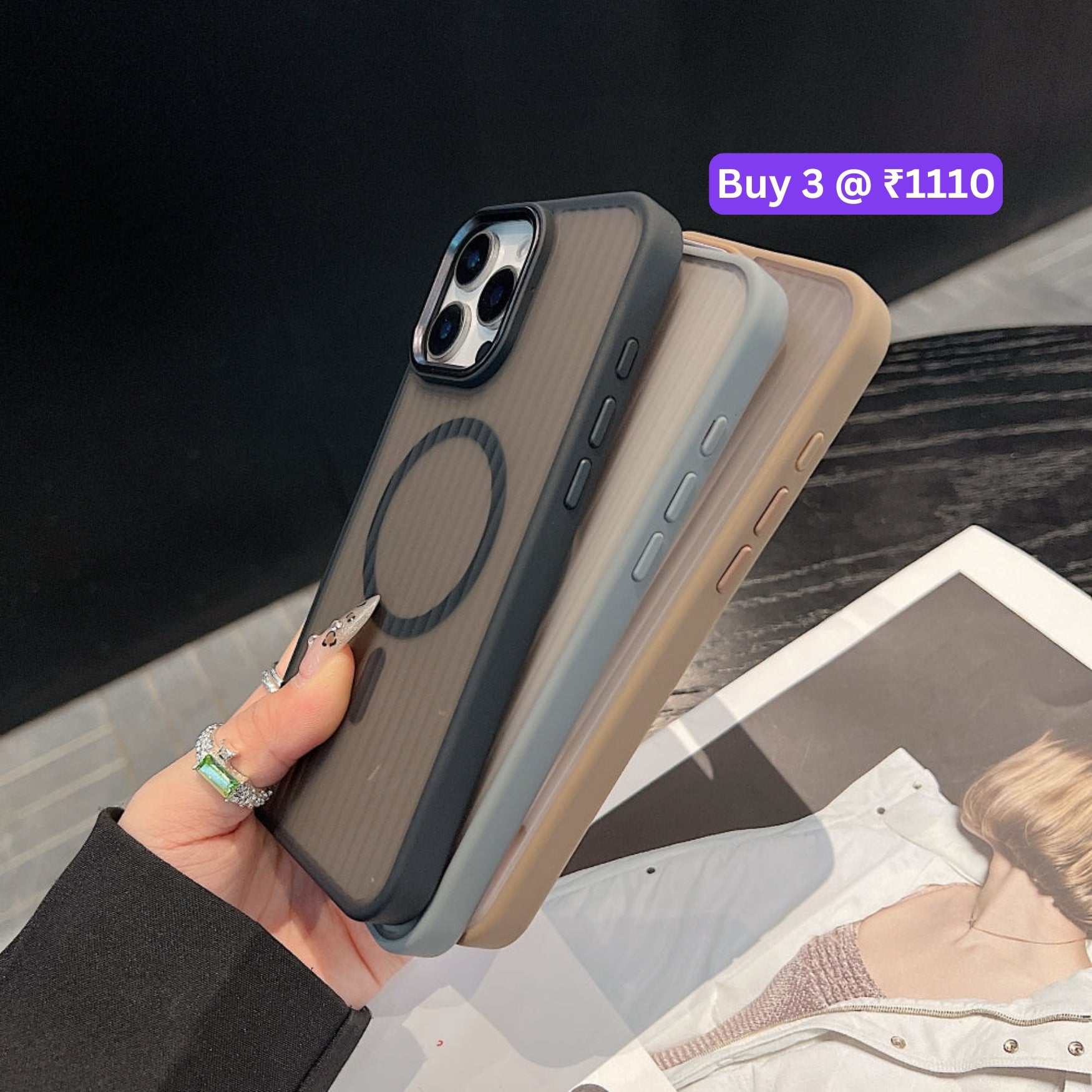 Corrugated Pattern Magnetic Wireless Charge Phone Case - iPhone 14 Pro