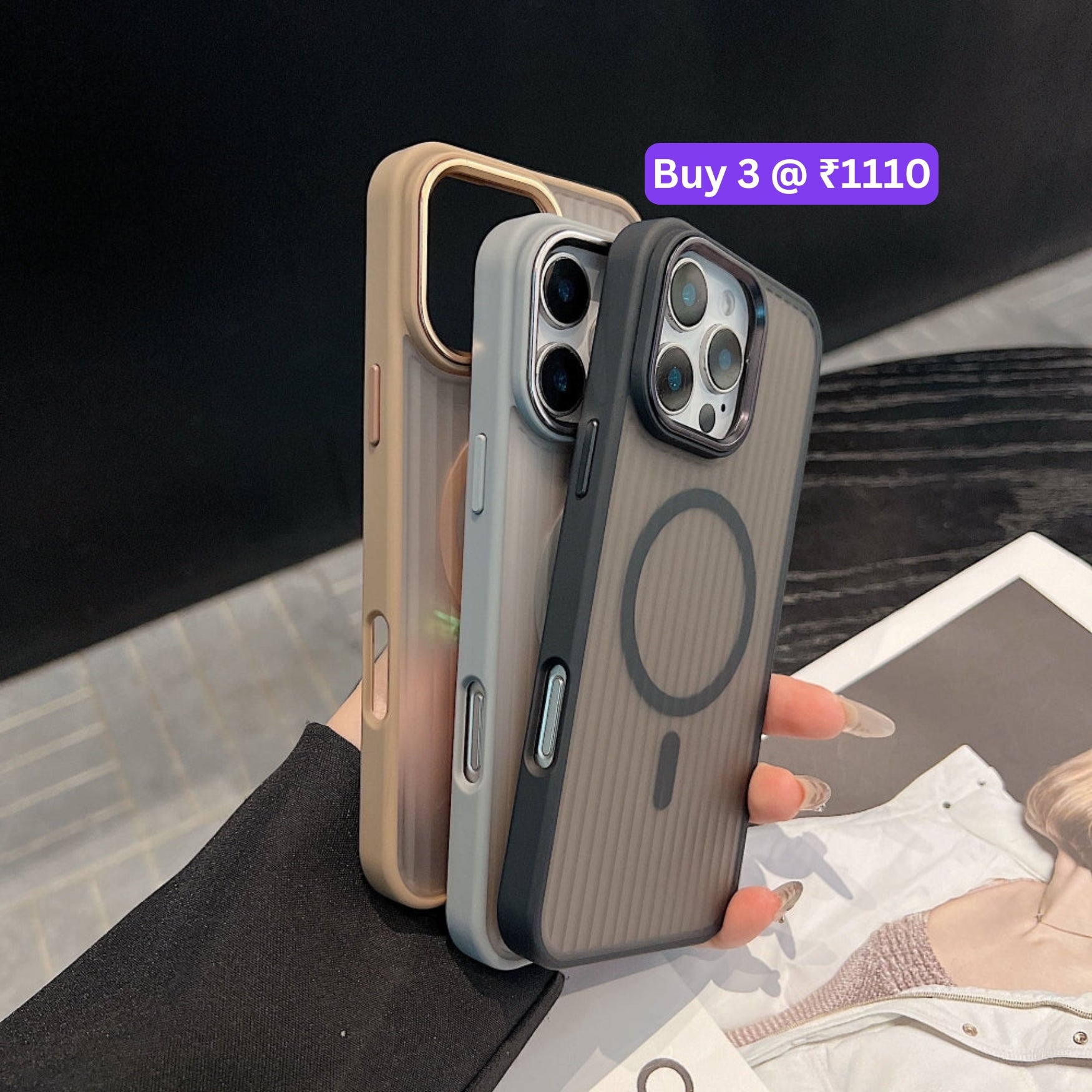 Corrugated Pattern Magnetic Wireless Charge Phone Case - iPhone 14 Pro