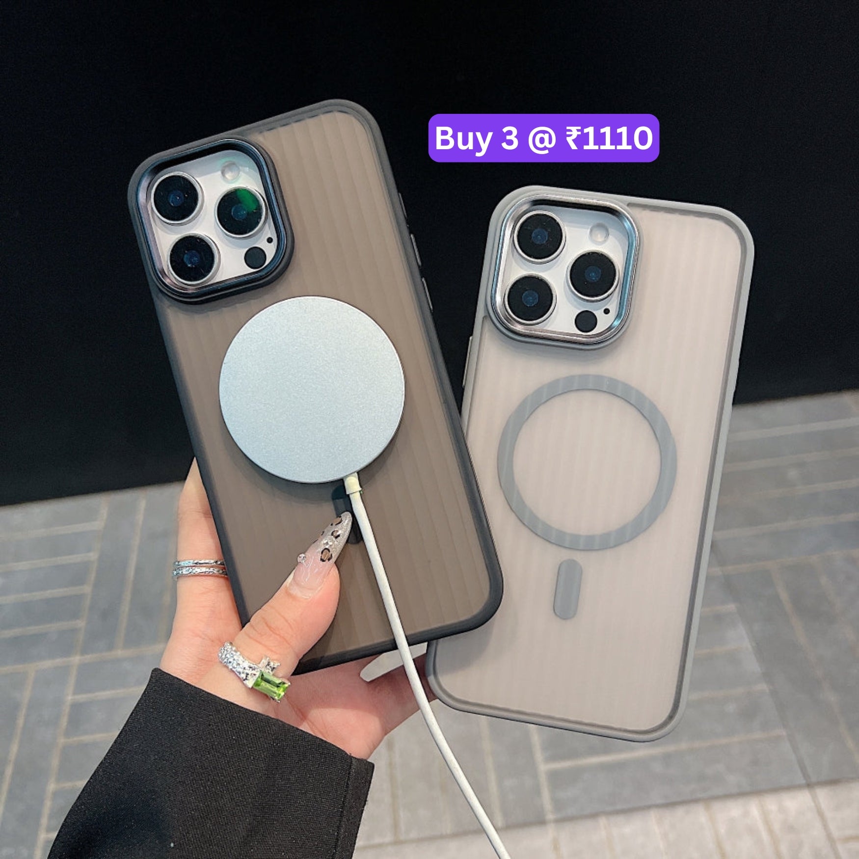 Corrugated Pattern Magnetic Wireless Charge Phone Case - iPhone 14 Pro