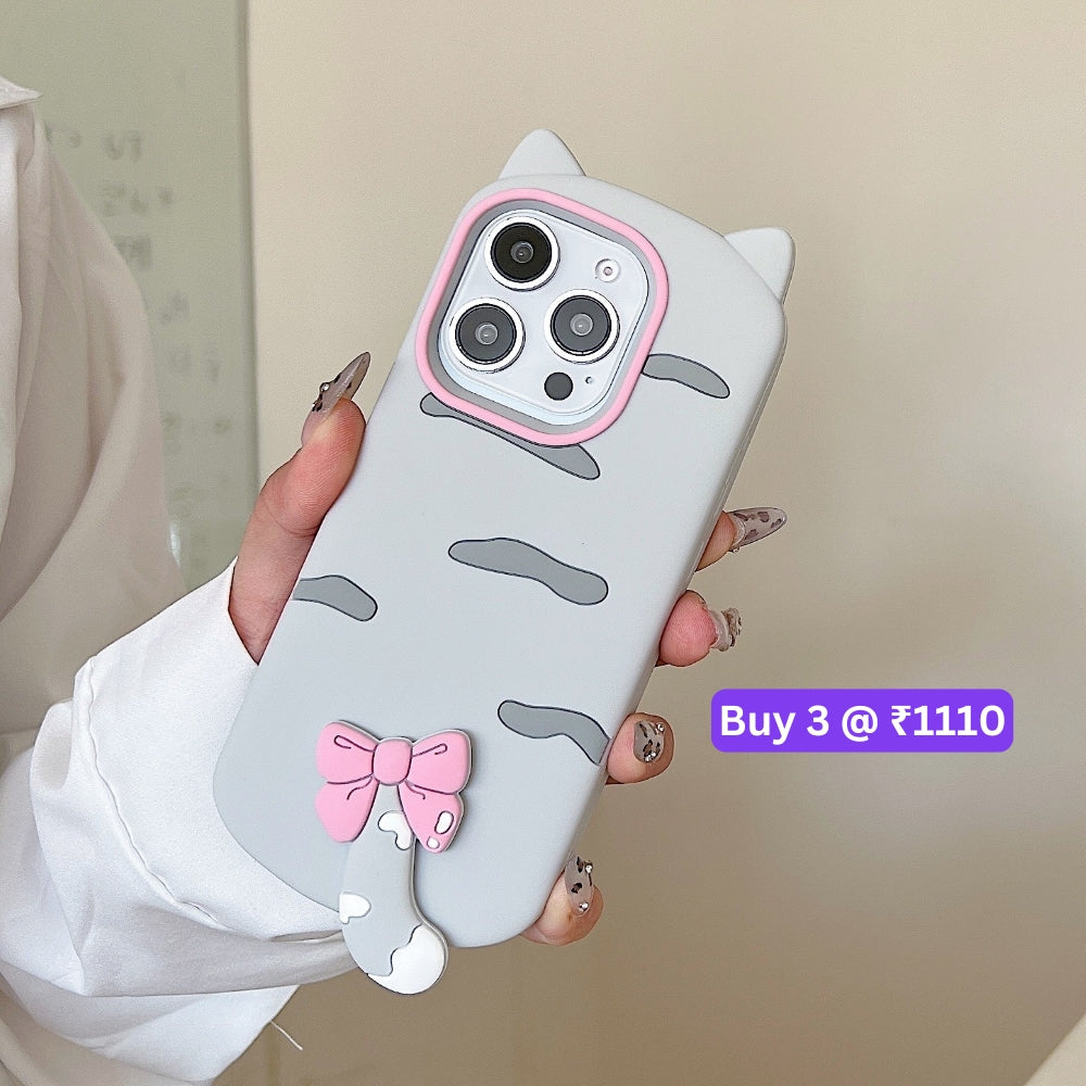 Cute Little Cat Phone Case with A Rotated Tail - iPhone 15 Pro