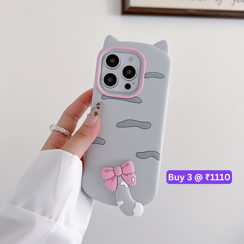Cute Little Cat Phone Case with A Rotated Tail - iPhone 15 Pro