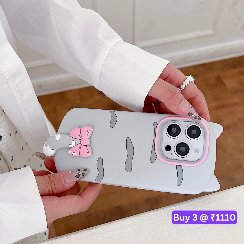 Cute Little Cat Phone Case with A Rotated Tail - iPhone 15 Pro