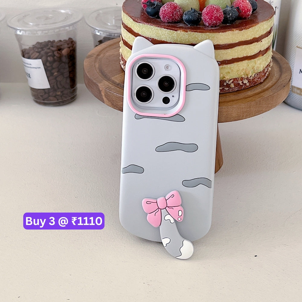Cute Little Cat Phone Case with A Rotated Tail - iPhone 15 Pro