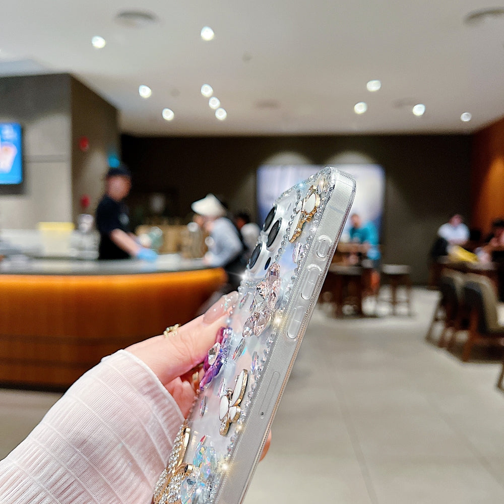 Diamond Glitter Butterfly TPU (Soft) Transparent Phone Case with Small Charm - Oppo Reno 11