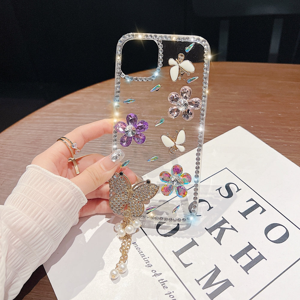 Diamond Glitter Butterfly TPU (Soft) Transparent Phone Case with Small Charm - Mi Note 13