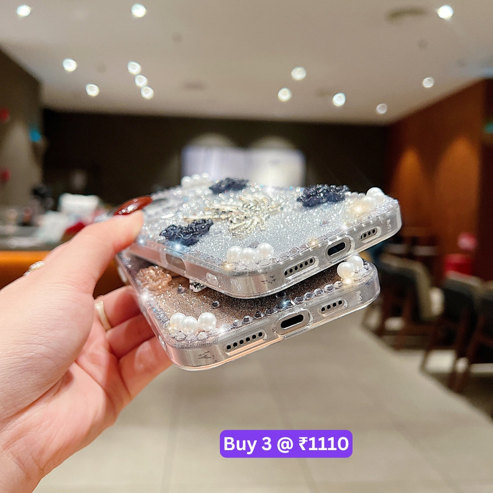 Diamond Leaves TPU (Soft) Handmade Bling Phone Case - iPhone 15 Plus