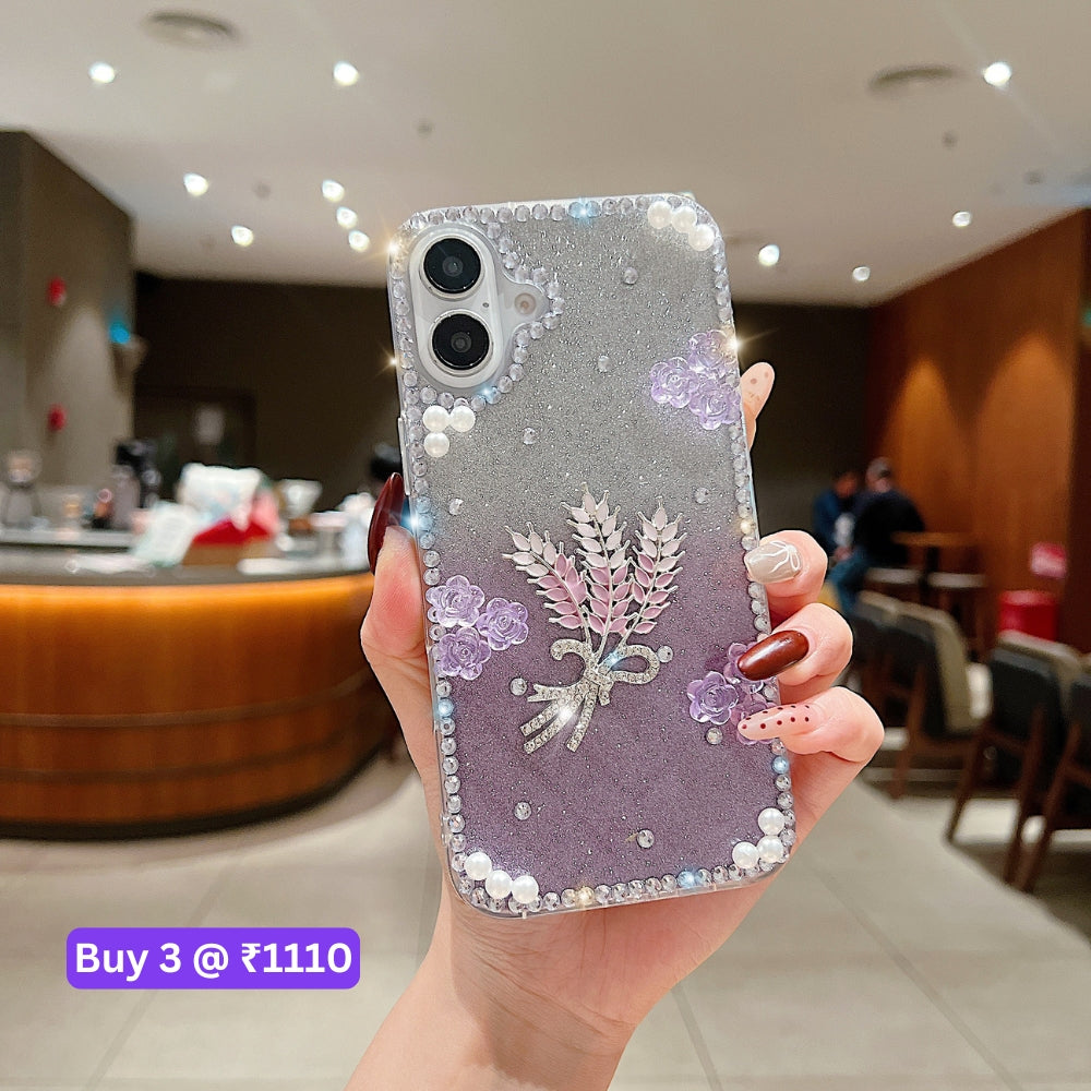 Diamond Leaves TPU (Soft) Handmade Bling Phone Case - iPhone 15 Pro