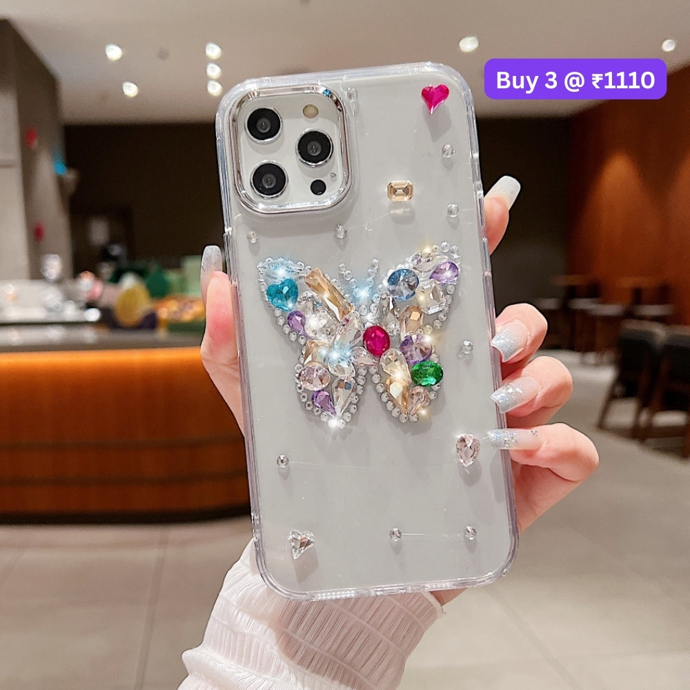 Diamond Stone Butterfly TPU (Soft) Phone Case - iPhone 16 Plus