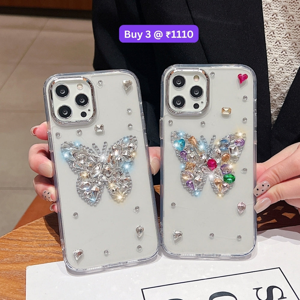 Diamond Stone Butterfly TPU (Soft) Phone Case - iPhone 16 Plus
