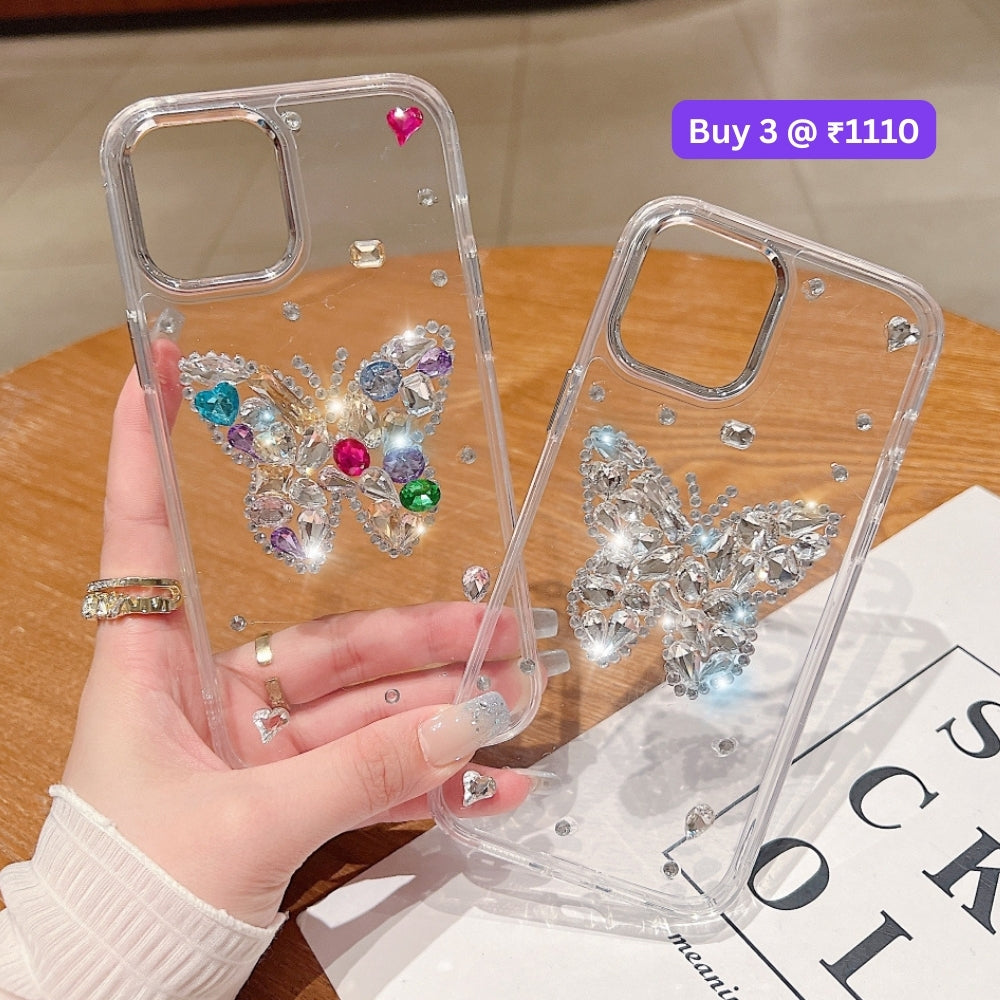 Diamond Stone Butterfly TPU (Soft) Phone Case - iPhone 16 Plus