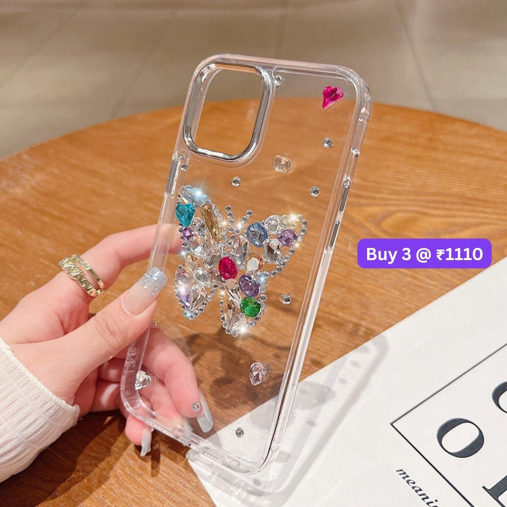 Diamond Stone Butterfly TPU (Soft) Phone Case - iPhone 16 Plus
