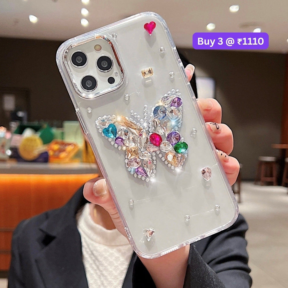 Diamond Stone Butterfly TPU (Soft) Phone Case - iPhone 16 Plus