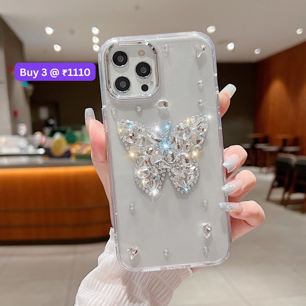 Diamond Stone Butterfly TPU (Soft) Phone Case - iPhone 16 Plus