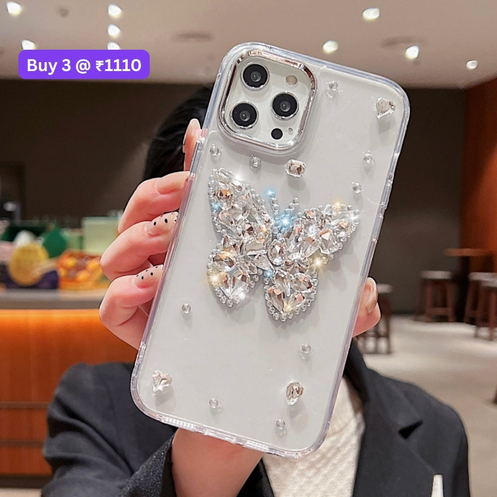 Diamond Stone Butterfly TPU (Soft) Phone Case - iPhone 16 Plus