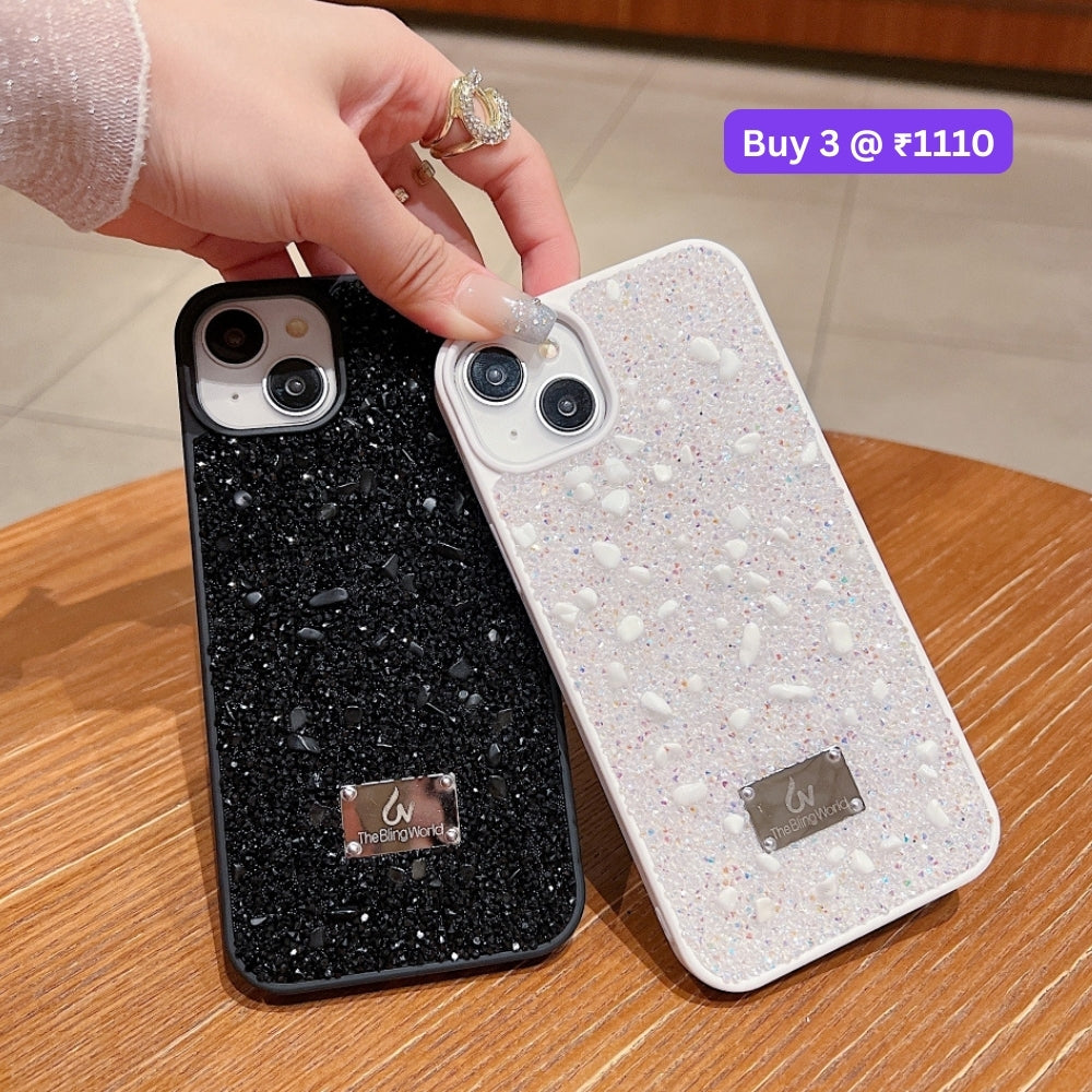 Diamond Studded Pattern Glittery Phone Case - iPhone 16 Plus