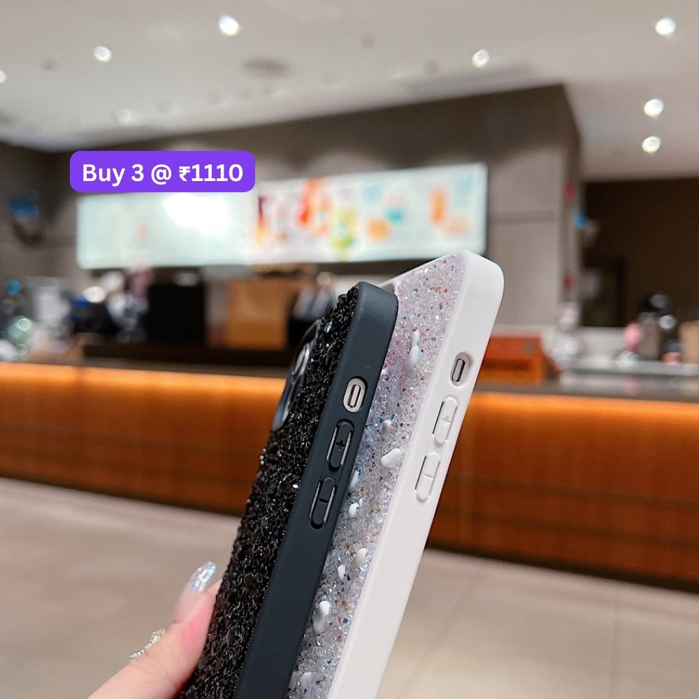 Diamond Studded Pattern Glittery Phone Case - iPhone 16 Plus