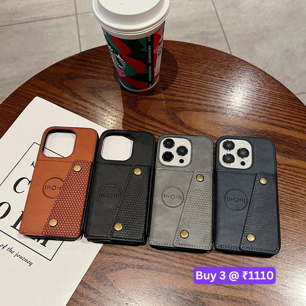 Double Buckle Magnetic Button Closer PU Leather Phone Case - Samsung S25