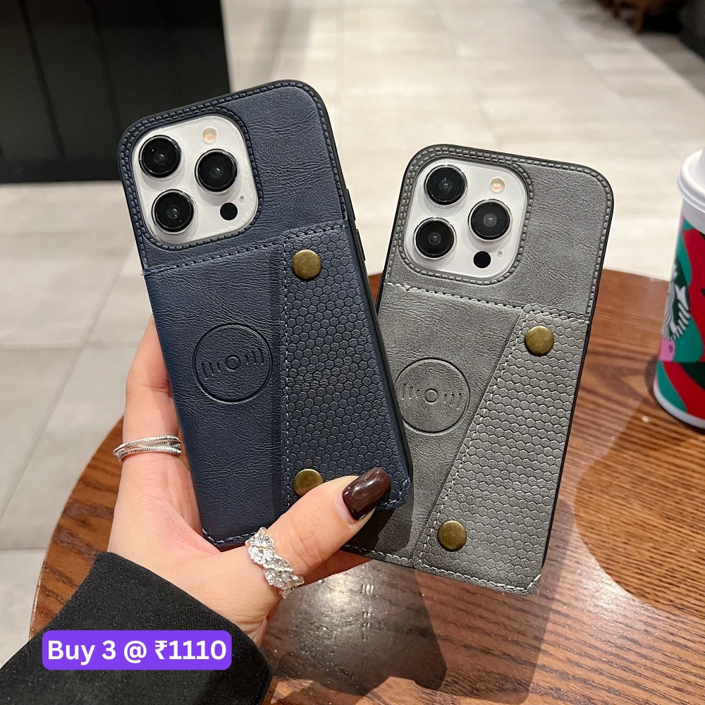 Double Buckle Magnetic Button Closer PU Leather Phone Case - Samsung S25