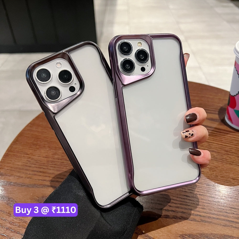 Electroplated Frame TPU (Soft) Transparent Phone Case - iPhone 15 Pro Max